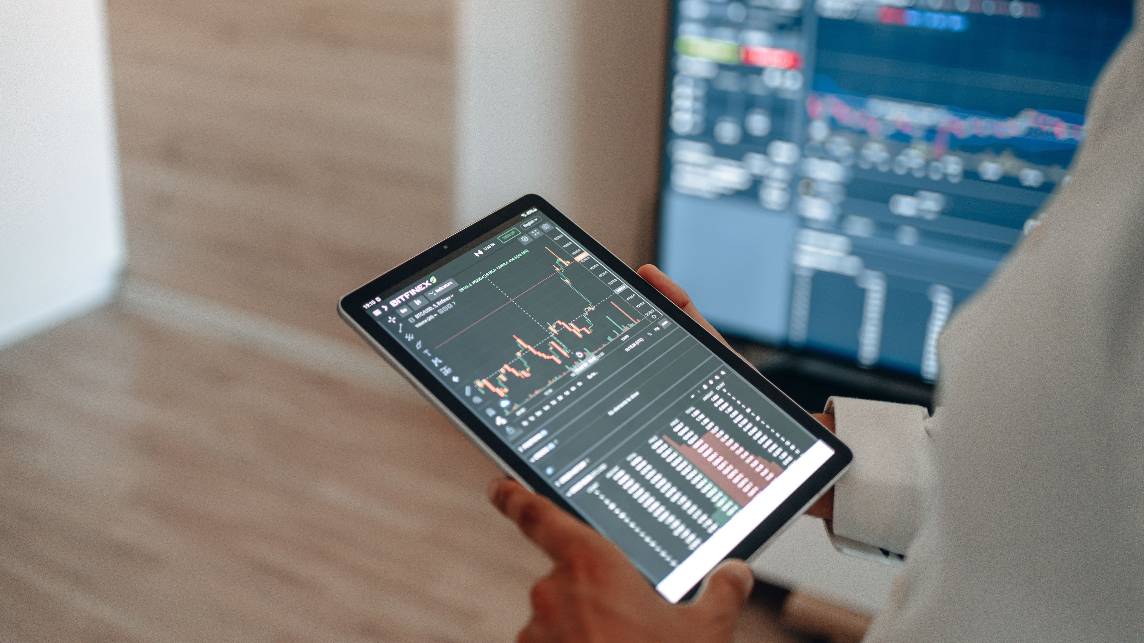 Data analytics dashboard on a tablet